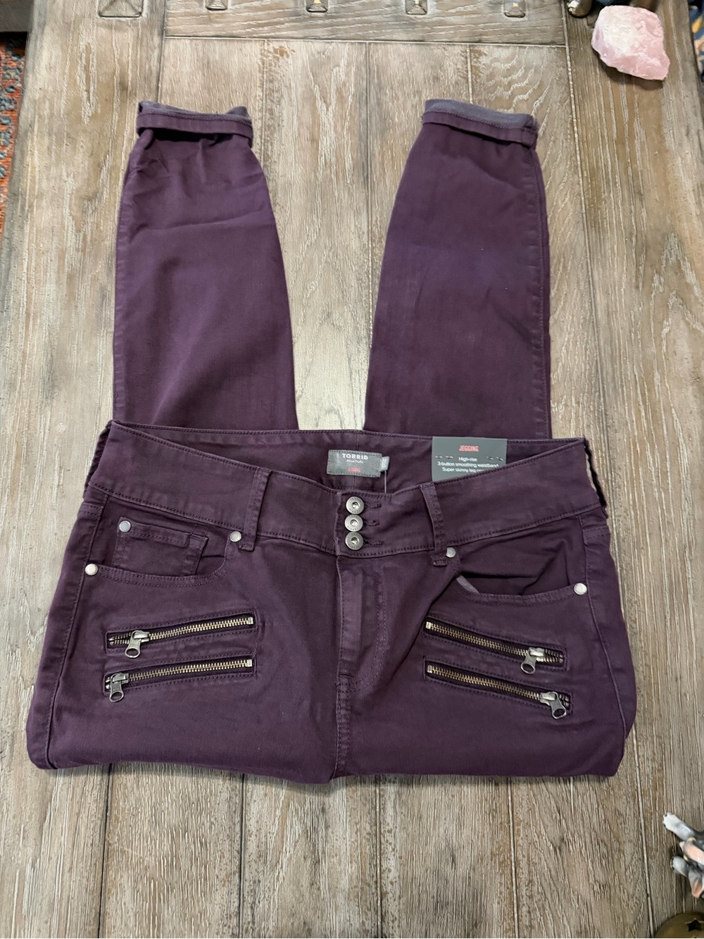 torrid Plum Skinny Jeans with Zipper Pocket Accents